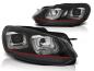 Preview: Scheinwerfer U-Tube LED Tagfahrlicht für VW Golf 6 Bj. 08-13 Schwarz Rot Edition